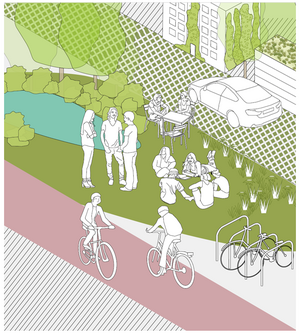 Skizze: Multifunktionaler Straßenraum